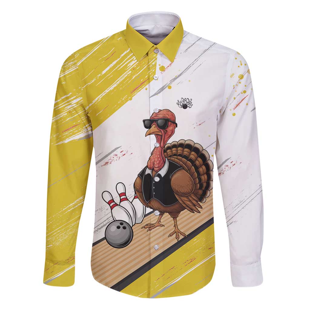 Personalized Funny Turkey Bowling Family Matching Puletasi and Hawaiian Shirt with Cool Sunglasses Pins Yellow and White - Wonder Print Shop