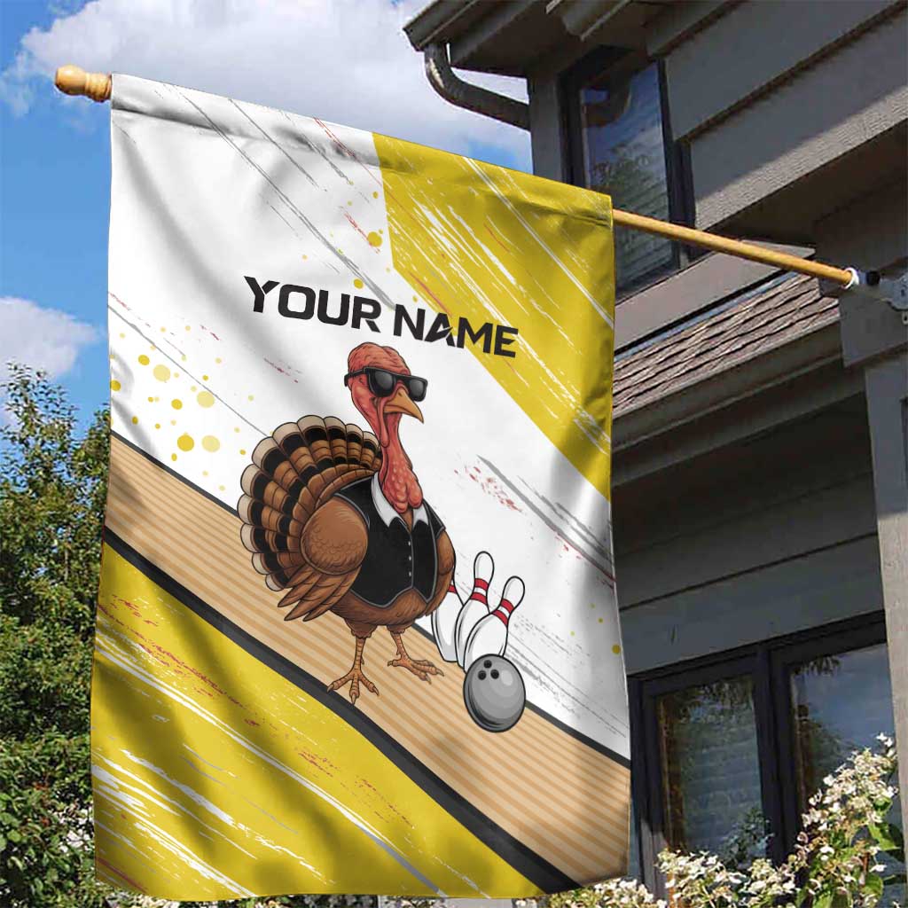 Personalized Funny Turkey Bowling Garden Flag with Cool Sunglasses Pins Yellow and White - Wonder Print Shop