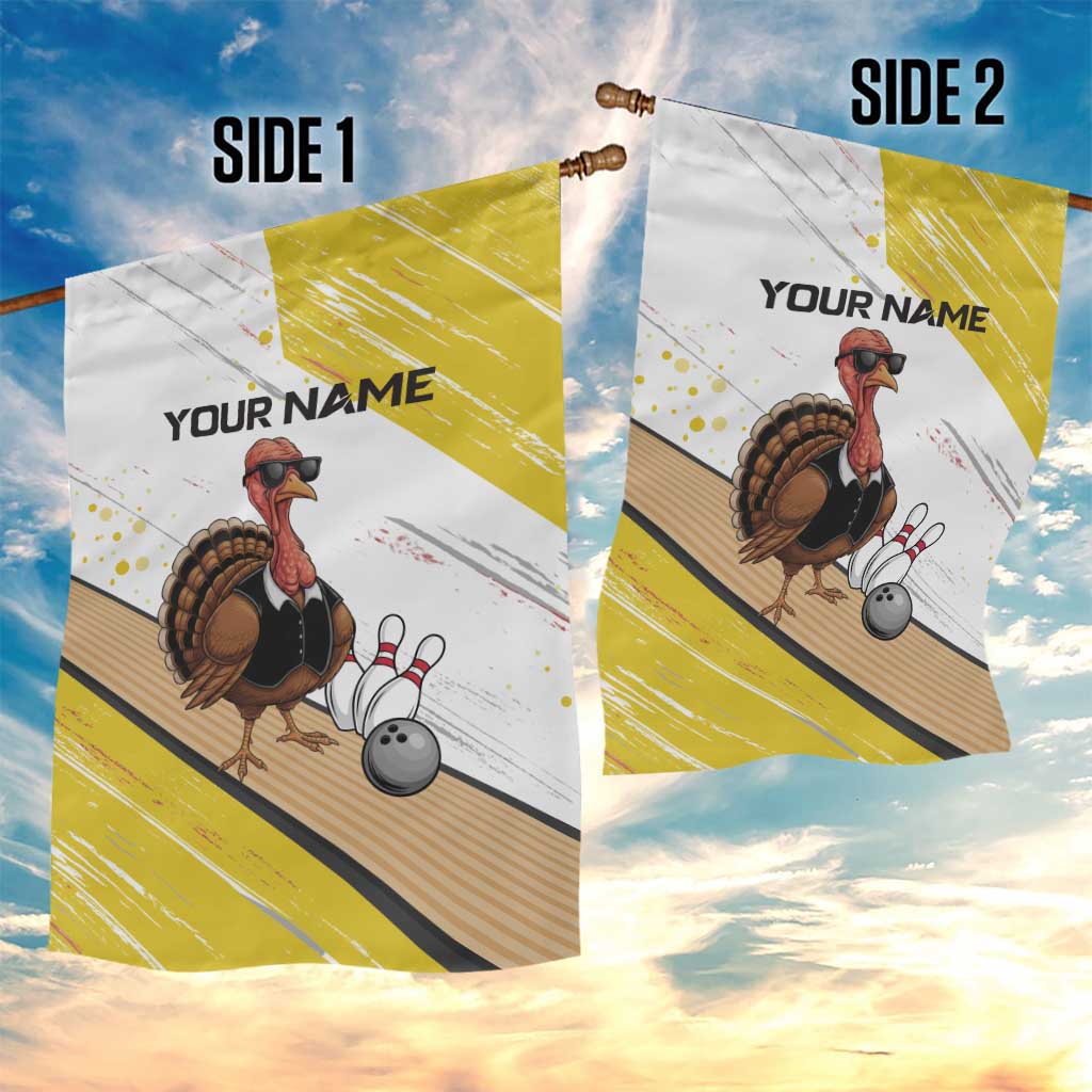 Personalized Funny Turkey Bowling Garden Flag with Cool Sunglasses Pins Yellow and White - Wonder Print Shop