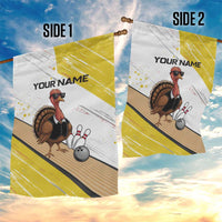 Personalized Funny Turkey Bowling Garden Flag with Cool Sunglasses Pins Yellow and White - Wonder Print Shop