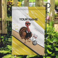 Personalized Funny Turkey Bowling Garden Flag with Cool Sunglasses Pins Yellow and White - Wonder Print Shop