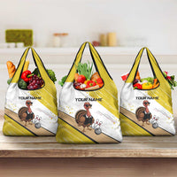 Personalized Funny Turkey Bowling Grocery Bag with Cool Sunglasses Pins Yellow and White - Wonder Print Shop