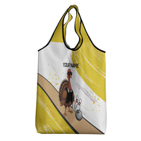 Personalized Funny Turkey Bowling Grocery Bag with Cool Sunglasses Pins Yellow and White - Wonder Print Shop