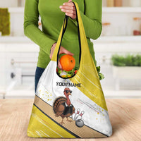 Personalized Funny Turkey Bowling Grocery Bag with Cool Sunglasses Pins Yellow and White - Wonder Print Shop