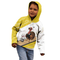 Personalized Funny Turkey Bowling Kid Hoodie with Cool Sunglasses Pins Yellow and White - Wonder Print Shop