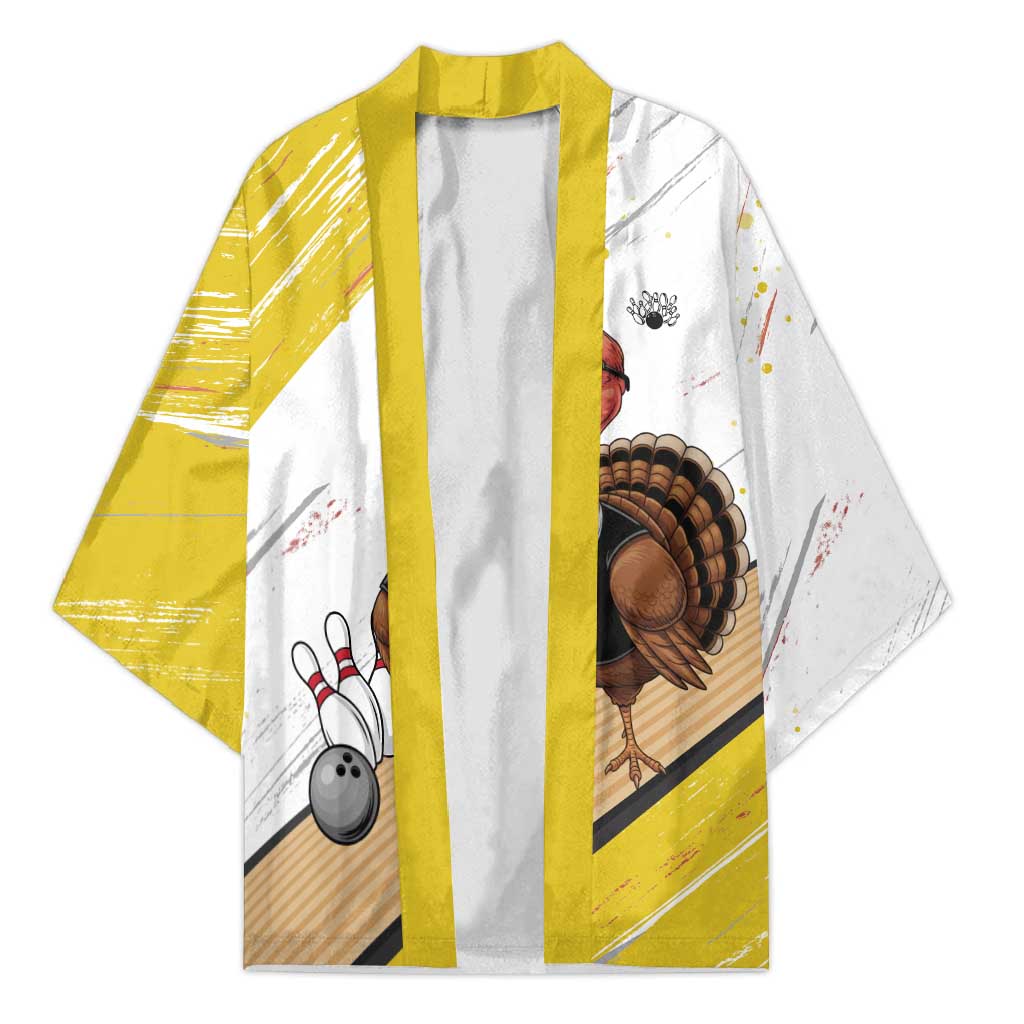 Personalized Funny Turkey Bowling Kimono with Cool Sunglasses Pins Yellow and White - Wonder Print Shop