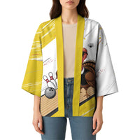 Personalized Funny Turkey Bowling Kimono with Cool Sunglasses Pins Yellow and White - Wonder Print Shop