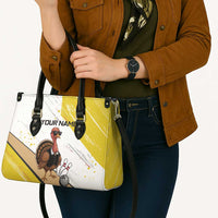 Personalized Funny Turkey Bowling Leather Bag with Cool Sunglasses Pins Yellow and White - Wonder Print Shop