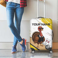 Personalized Funny Turkey Bowling Luggage Cover with Cool Sunglasses Pins Yellow and White - Wonder Print Shop