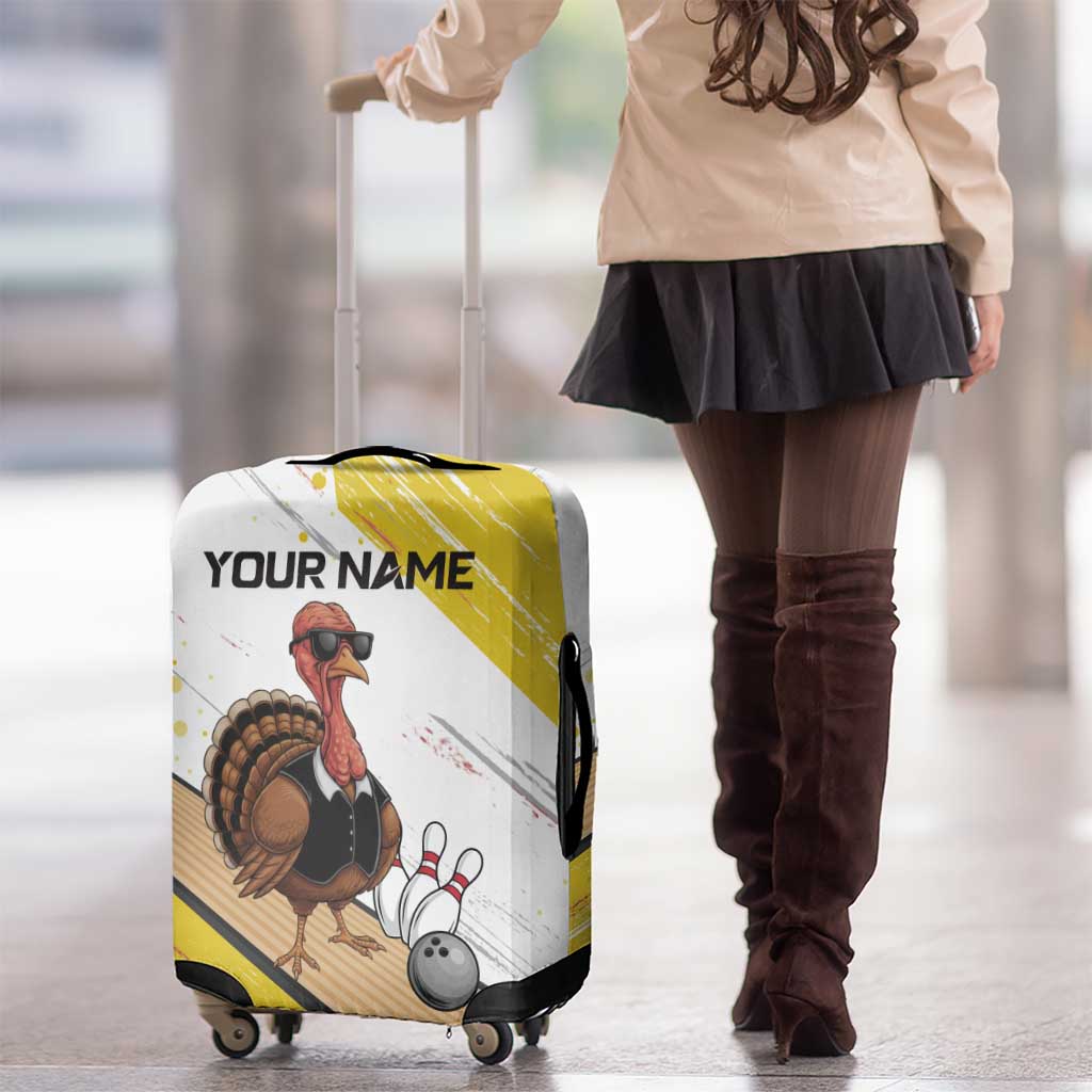 Personalized Funny Turkey Bowling Luggage Cover with Cool Sunglasses Pins Yellow and White - Wonder Print Shop