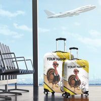 Personalized Funny Turkey Bowling Luggage Cover with Cool Sunglasses Pins Yellow and White - Wonder Print Shop