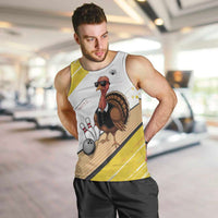 Personalized Funny Turkey Bowling Men Tank Top with Cool Sunglasses Pins Yellow and White - Wonder Print Shop