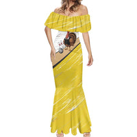 Personalized Funny Turkey Bowling Mermaid Dress with Cool Sunglasses Pins Yellow and White - Wonder Print Shop