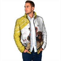 Personalized Funny Turkey Bowling Padded Jacket with Cool Sunglasses Pins Yellow and White - Wonder Print Shop