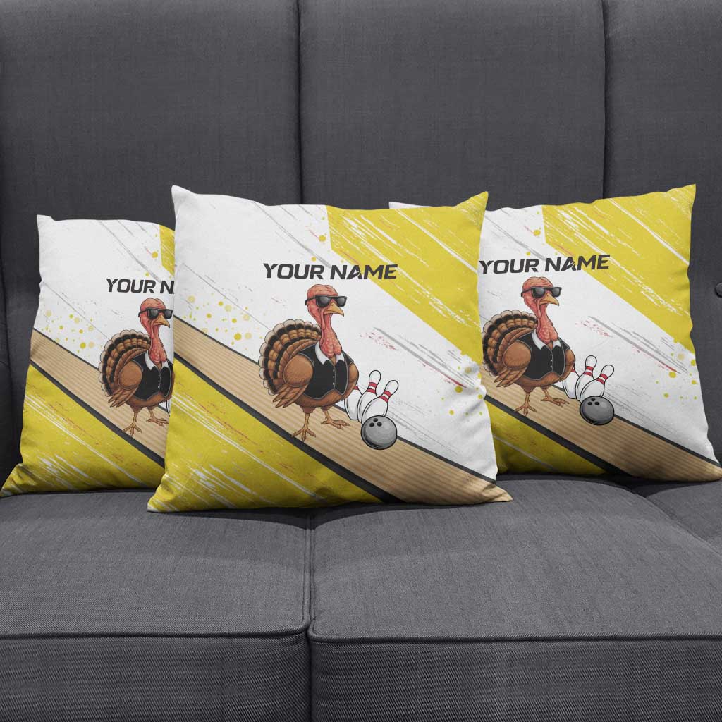 Personalized Funny Turkey Bowling Pillow Cover with Cool Sunglasses Pins Yellow and White - Wonder Print Shop