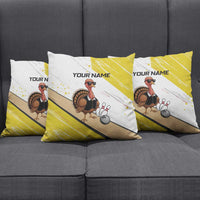 Personalized Funny Turkey Bowling Pillow Cover with Cool Sunglasses Pins Yellow and White - Wonder Print Shop