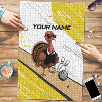 Personalized Funny Turkey Bowling Puzzle with Cool Sunglasses Pins Yellow and White - Wonder Print Shop