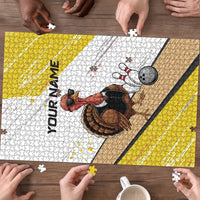 Personalized Funny Turkey Bowling Puzzle with Cool Sunglasses Pins Yellow and White - Wonder Print Shop