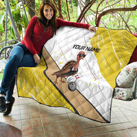Personalized Funny Turkey Bowling Quilt with Cool Sunglasses Pins Yellow and White - Wonder Print Shop