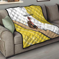 Personalized Funny Turkey Bowling Quilt with Cool Sunglasses Pins Yellow and White - Wonder Print Shop