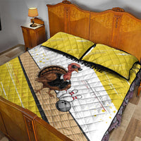 Personalized Funny Turkey Bowling Quilt Bed Set with Cool Sunglasses Pins Yellow and White - Wonder Print Shop