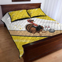 Personalized Funny Turkey Bowling Quilt Bed Set with Cool Sunglasses Pins Yellow and White - Wonder Print Shop