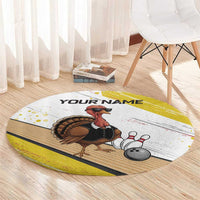 Personalized Funny Turkey Bowling Round Carpet with Cool Sunglasses Pins Yellow and White - Wonder Print Shop