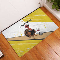 Personalized Funny Turkey Bowling Rubber Doormat with Cool Sunglasses Pins Yellow and White - Wonder Print Shop