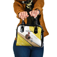 Personalized Funny Turkey Bowling Shoulder Handbag with Cool Sunglasses Pins Yellow and White - Wonder Print Shop
