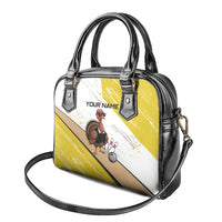 Personalized Funny Turkey Bowling Shoulder Handbag with Cool Sunglasses Pins Yellow and White - Wonder Print Shop