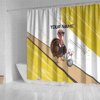 Personalized Funny Turkey Bowling Shower Curtain with Cool Sunglasses Pins Yellow and White - Wonder Print Shop