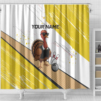 Personalized Funny Turkey Bowling Shower Curtain with Cool Sunglasses Pins Yellow and White - Wonder Print Shop