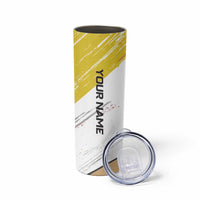 Personalized Funny Turkey Bowling Skinny Tumbler with Cool Sunglasses Pins Yellow and White - Wonder Print Shop