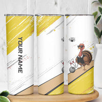 Personalized Funny Turkey Bowling Skinny Tumbler with Cool Sunglasses Pins Yellow and White - Wonder Print Shop