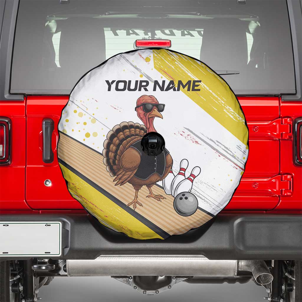 Personalized Funny Turkey Bowling Spare Tire Cover with Cool Sunglasses Pins Yellow and White - Wonder Print Shop