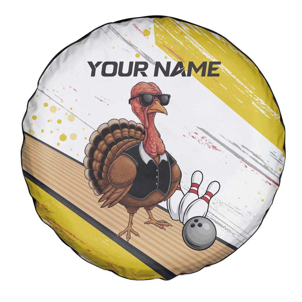 Personalized Funny Turkey Bowling Spare Tire Cover with Cool Sunglasses Pins Yellow and White - Wonder Print Shop