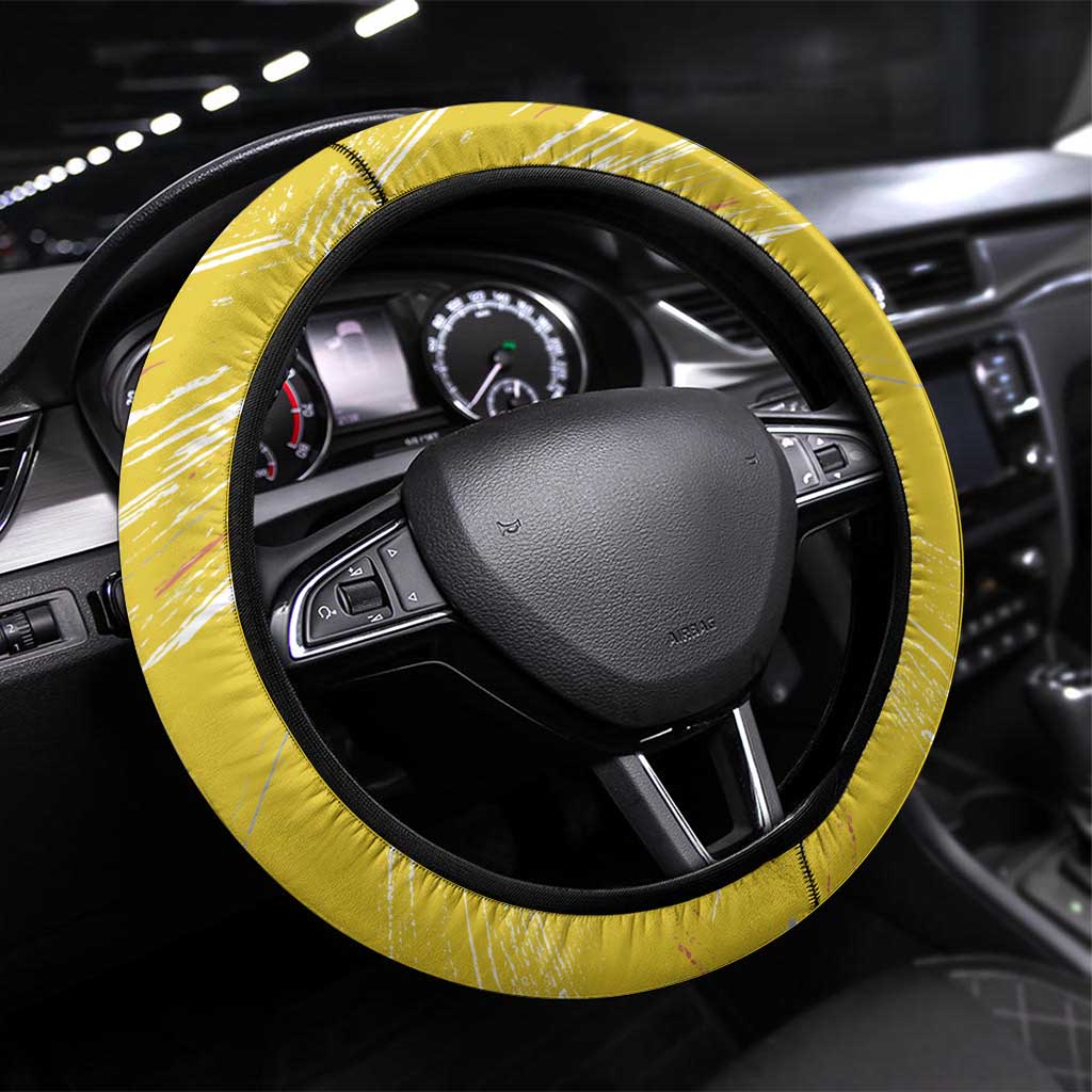 Funny Turkey Bowling Steering Wheel Cover with Cool Sunglasses Pins Yellow and White - Wonder Print Shop