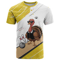 Personalized Funny Turkey Bowling T Shirt with Cool Sunglasses Pins Yellow and White - Wonder Print Shop