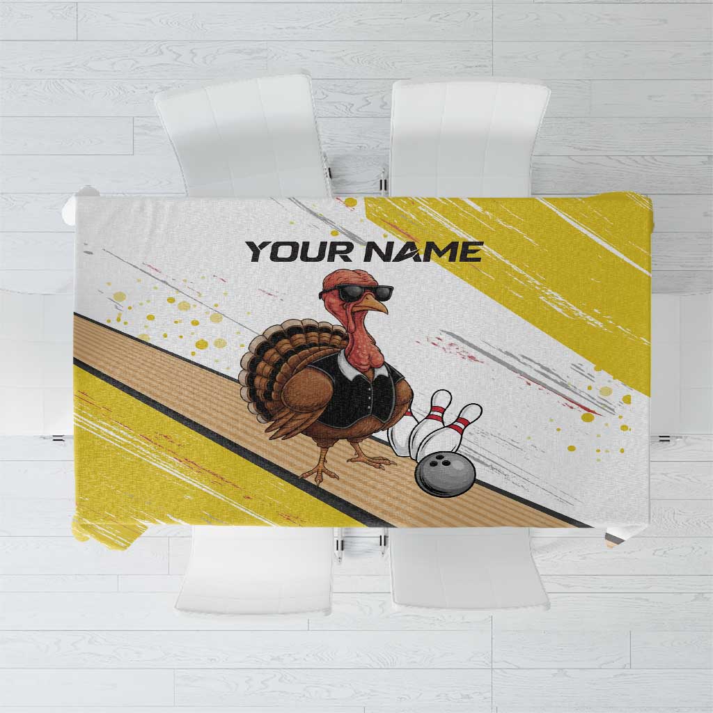 Personalized Funny Turkey Bowling Tablecloth with Cool Sunglasses Pins Yellow and White - Wonder Print Shop