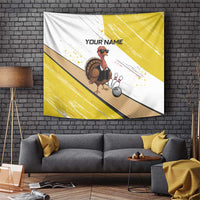 Personalized Funny Turkey Bowling Tapestry with Cool Sunglasses Pins Yellow and White - Wonder Print Shop