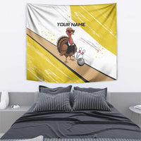 Personalized Funny Turkey Bowling Tapestry with Cool Sunglasses Pins Yellow and White - Wonder Print Shop