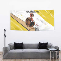 Personalized Funny Turkey Bowling Tapestry with Cool Sunglasses Pins Yellow and White - Wonder Print Shop