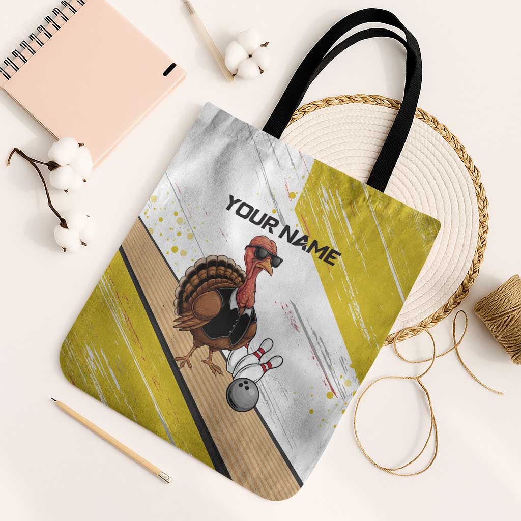 Personalized Funny Turkey Bowling Tote Bag with Cool Sunglasses Pins Yellow and White - Wonder Print Shop
