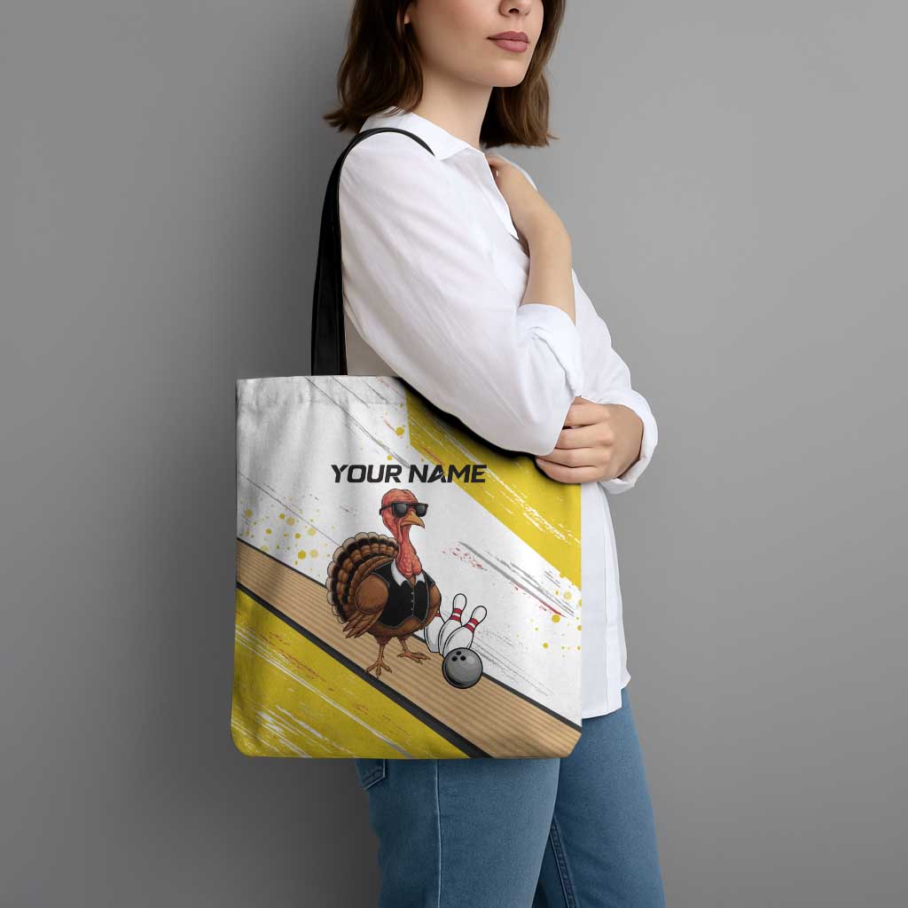 Personalized Funny Turkey Bowling Tote Bag with Cool Sunglasses Pins Yellow and White - Wonder Print Shop