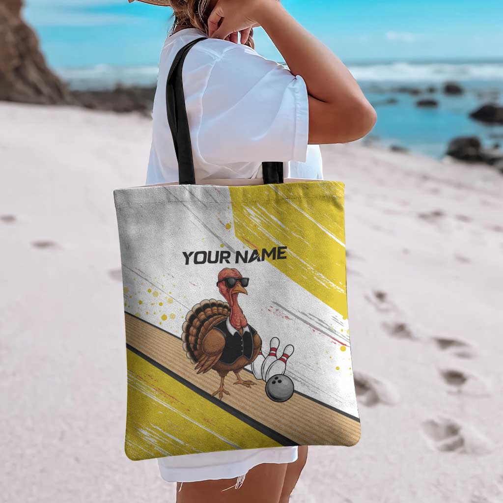 Personalized Funny Turkey Bowling Tote Bag with Cool Sunglasses Pins Yellow and White - Wonder Print Shop