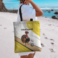 Personalized Funny Turkey Bowling Tote Bag with Cool Sunglasses Pins Yellow and White - Wonder Print Shop
