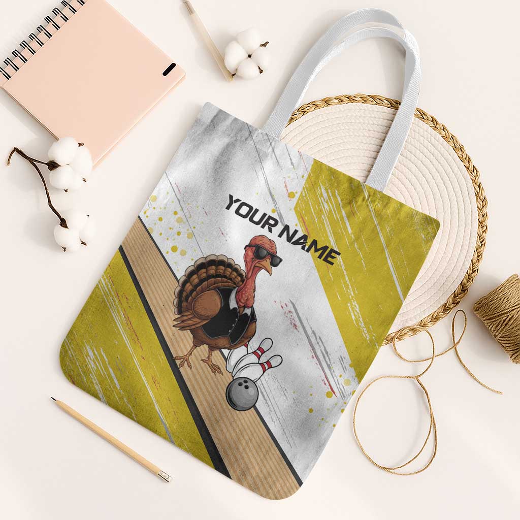 Personalized Funny Turkey Bowling Tote Bag with Cool Sunglasses Pins Yellow and White - Wonder Print Shop