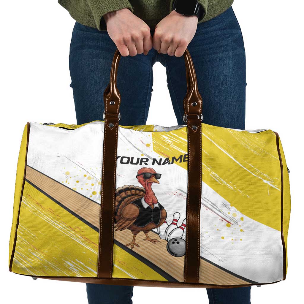 Personalized Funny Turkey Bowling Travel Bag with Cool Sunglasses Pins Yellow and White - Wonder Print Shop
