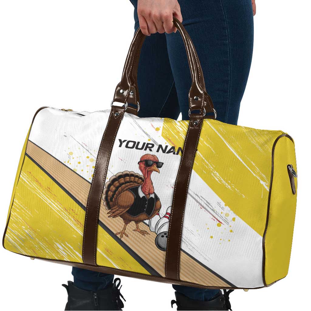 Personalized Funny Turkey Bowling Travel Bag with Cool Sunglasses Pins Yellow and White - Wonder Print Shop
