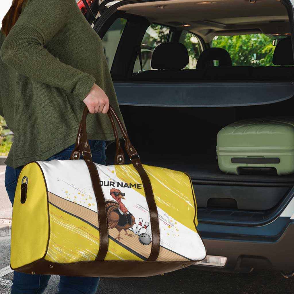 Personalized Funny Turkey Bowling Travel Bag with Cool Sunglasses Pins Yellow and White - Wonder Print Shop
